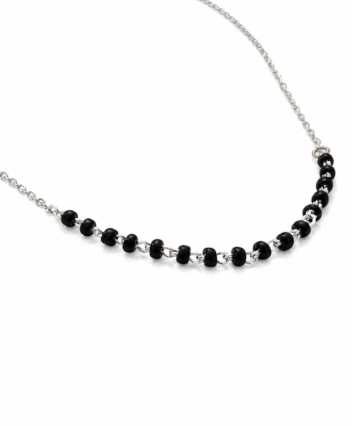 Pryora 925 Sterling Silver Single Layer Black Bead Mangalsutra Necklace for Women | Single Layer Minimal Jewelry | Handcrafted Jewelry | Made In India