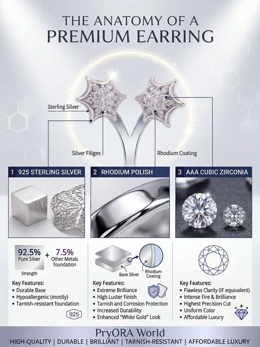 PryORA Classic Drop 925 Silver Earrings | Timeless | Made in India