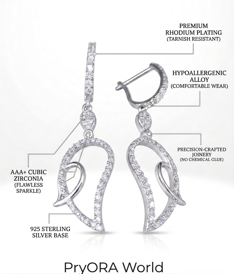 PryORA World Teardrop Dangle Earrings | 925 Sterling Silver | Made in India