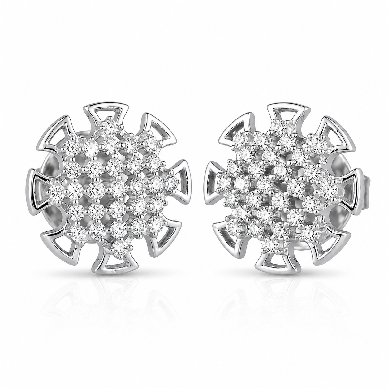 PryORA World Starburst Pattern Stud Earrings | 925 Sterling Silver | Made in India