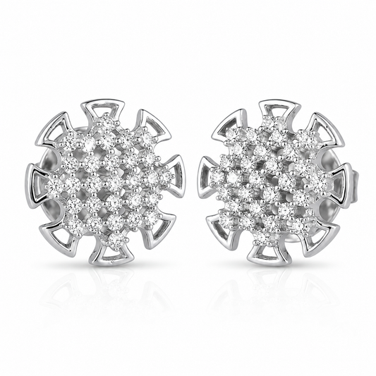 PryORA World Starburst Pattern Stud Earrings | 925 Sterling Silver | Made in India