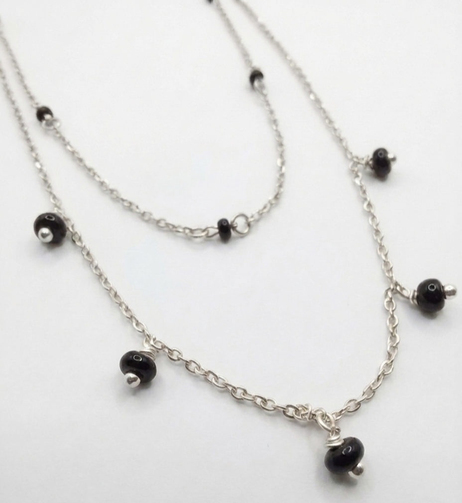 Pryora 925 Sterling Silver Layered Black Bead Mangalsutra Necklace for Women | Double Layer Minimal Jewelry | Handcrafted Jewelry | Made In India