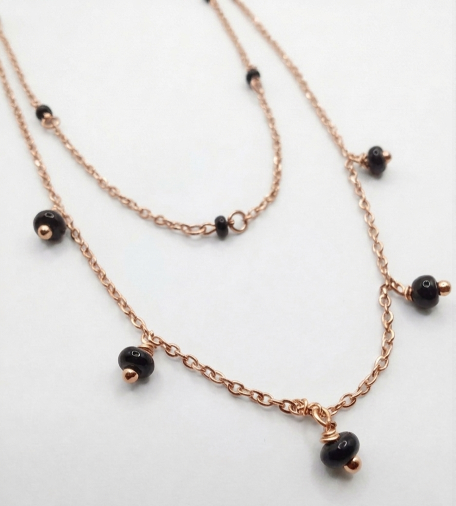 Pryora 925 Sterling Silver Layered Black Bead Mangalsutra Necklace for Women | Double Layer Minimal Jewelry | Handcrafted Jewelry | Made In India