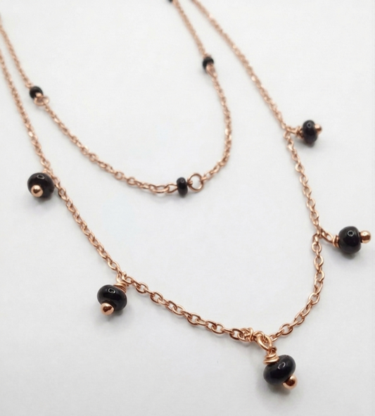 Pryora 925 Sterling Silver Layered Black Bead Mangalsutra Necklace for Women | Double Layer Minimal Jewelry | Handcrafted Jewelry | Made In India
