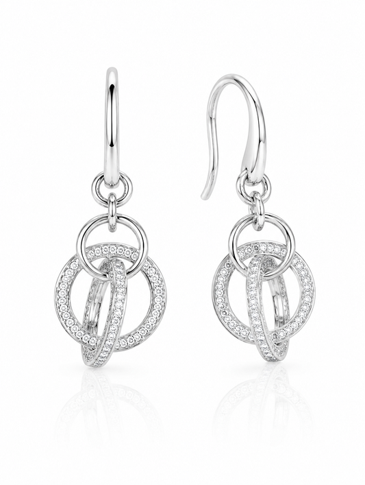 PryORA World Triple-Hoop Dangle Earrings | 925 Sterling Silver | Made in India