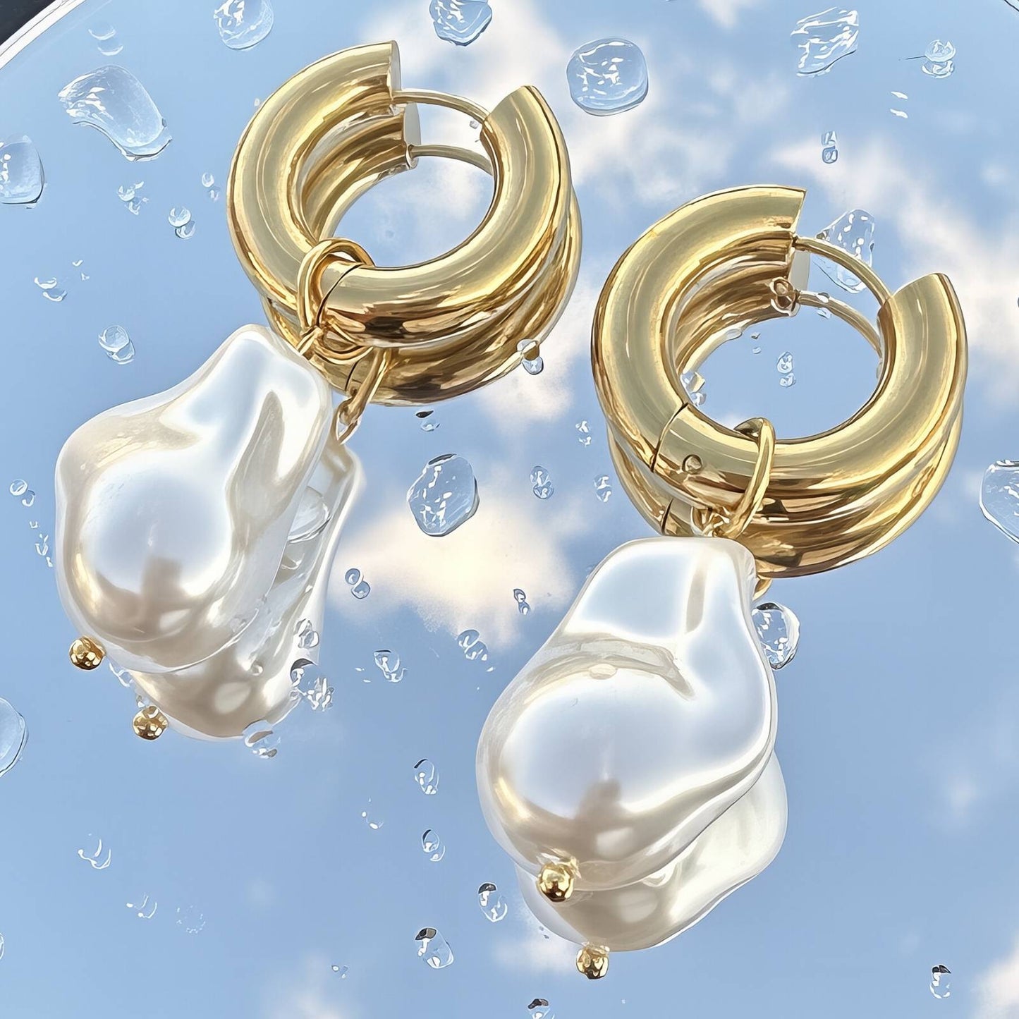Celestial Pearl Hoop Earrings