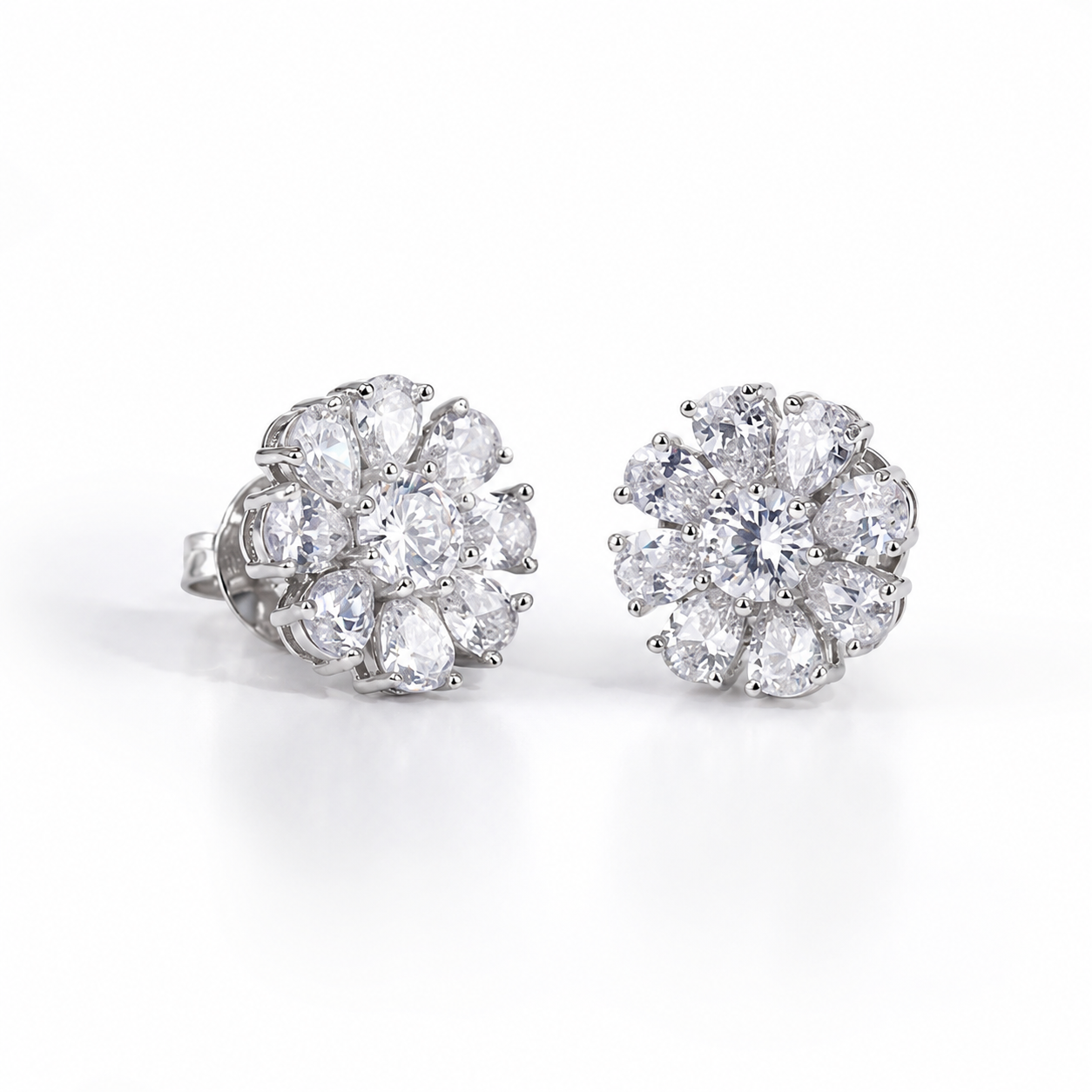 PryORA World Pear-Cluster Floral Studs | 925 Sterling Silver | Made in India