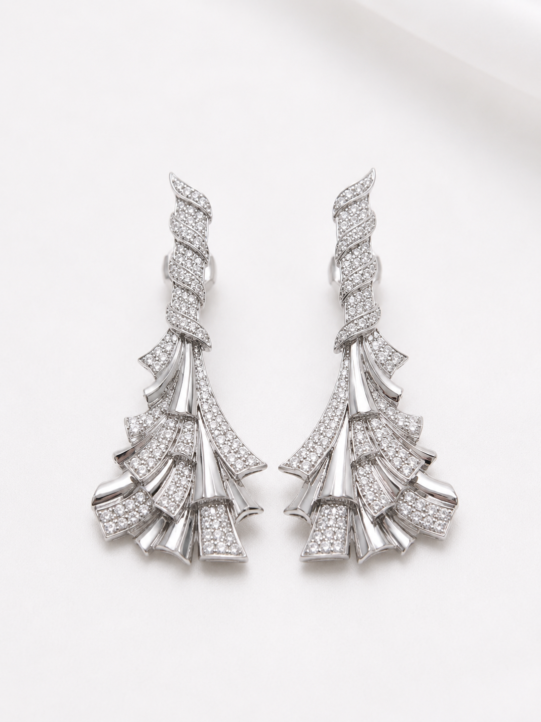 PryORA Tiered Fan Drop Earrings | 925 Sterling Silver | Made in India