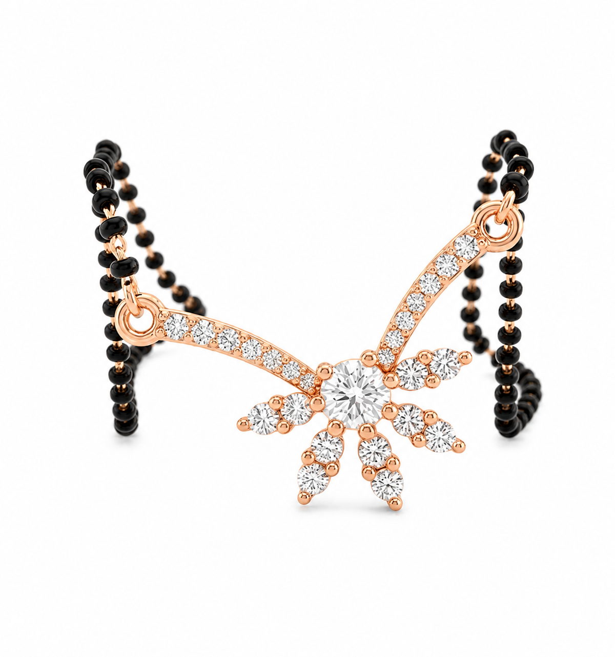 Pryora 925 Sterling Silver Royal CZ Fan Mangalsutra Necklace for Women | Handcrafted Jewelry | Made In India
