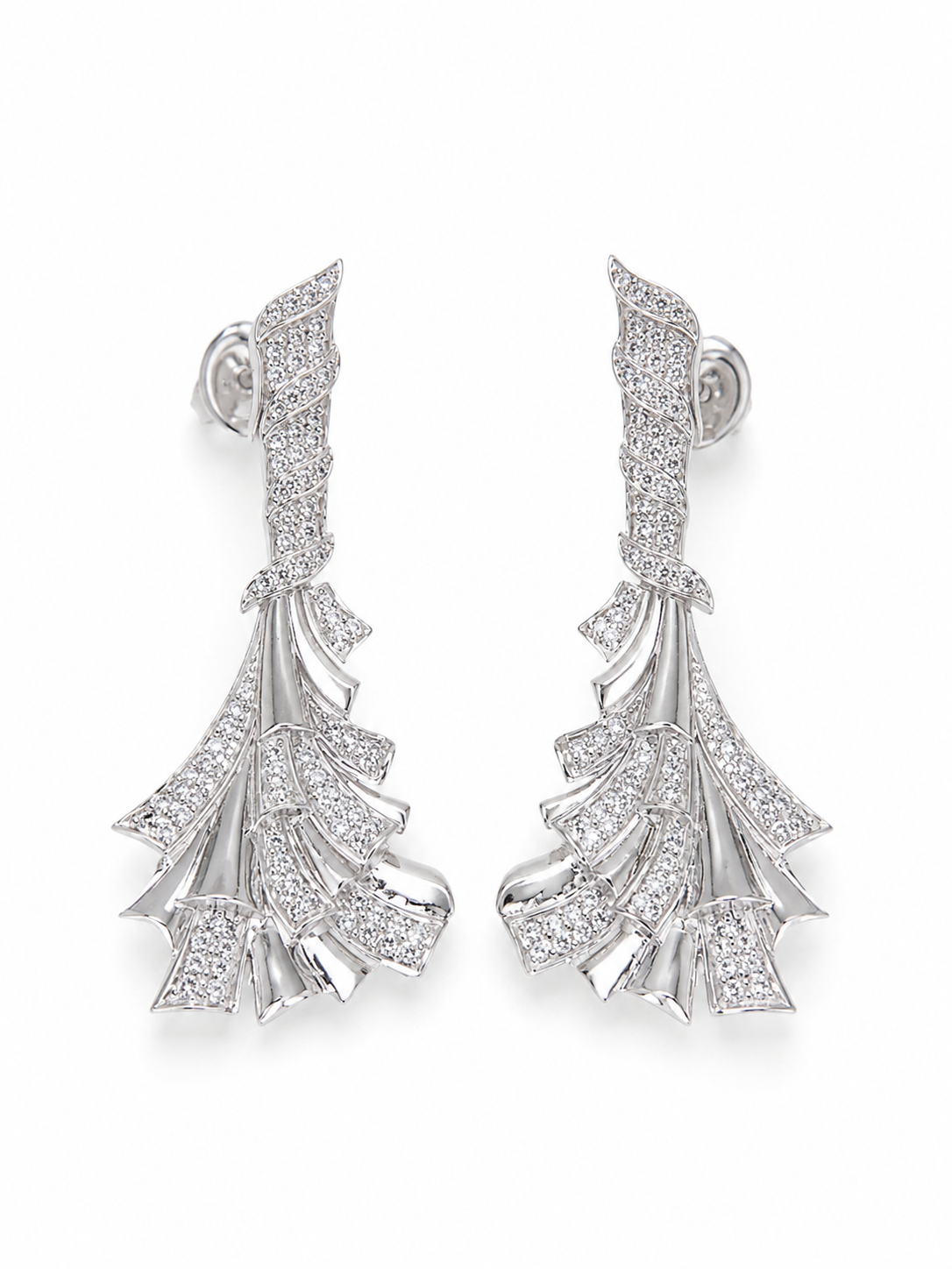 PryORA Tiered Fan Drop Earrings | 925 Sterling Silver | Made in India