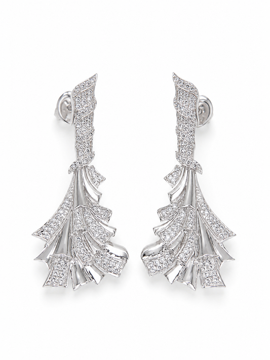 PryORA Tiered Fan Drop Earrings | 925 Sterling Silver | Made in India
