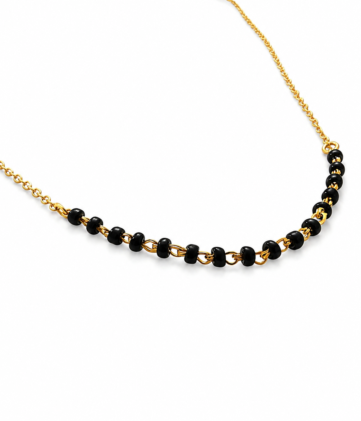 Pryora 925 Sterling Silver Single Layer Black Bead Mangalsutra Necklace for Women | Single Layer Minimal Jewelry | Handcrafted Jewelry | Made In India