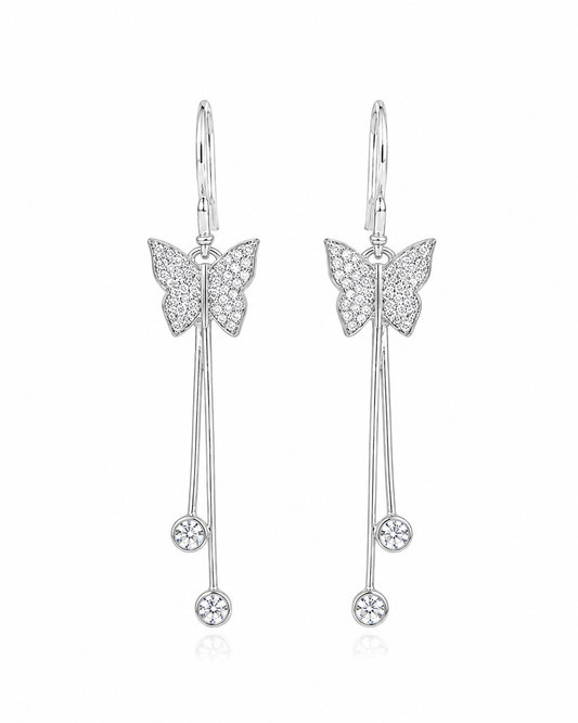 PryORA World Butterfly Dangle Earrings | 925 Sterling Silver | Made in India