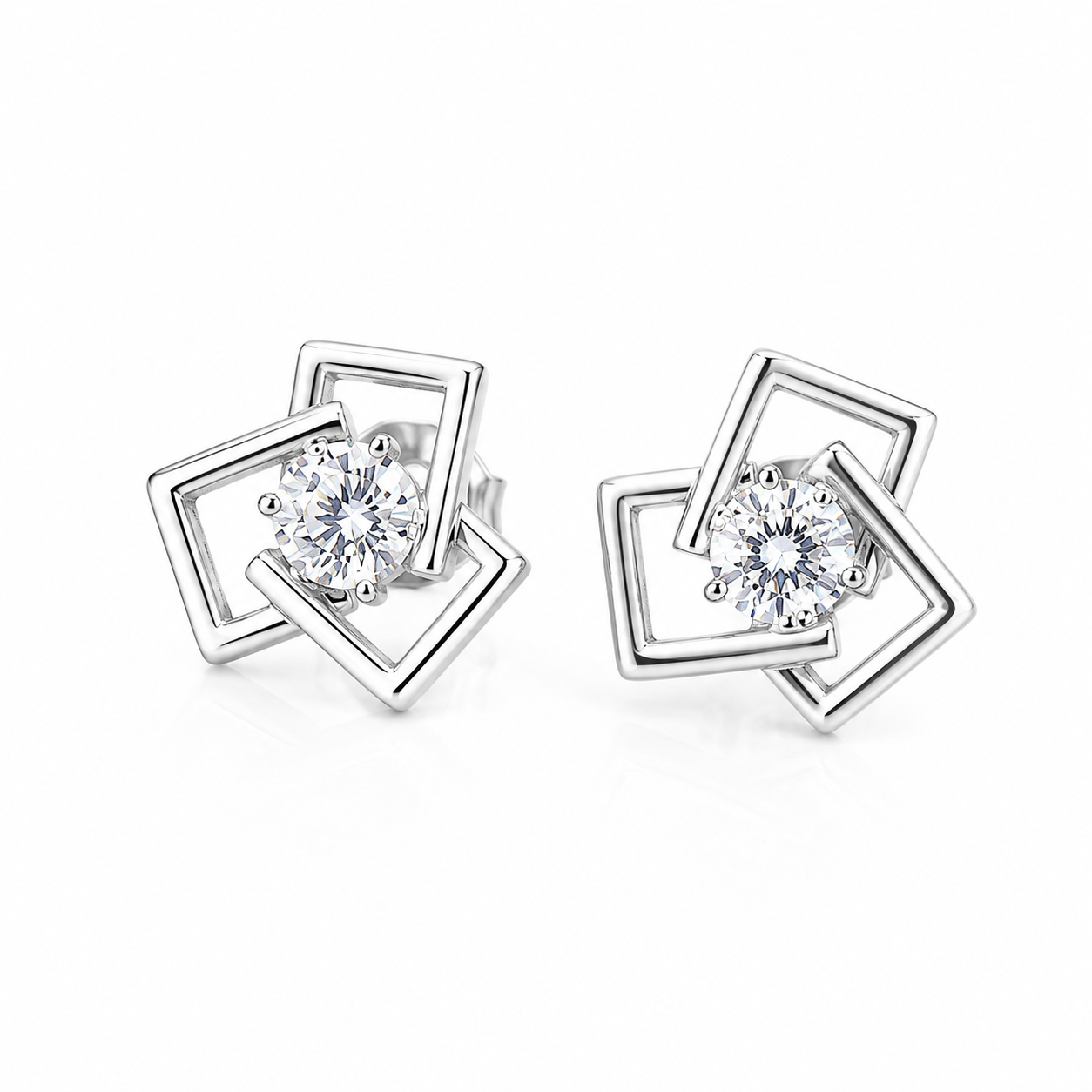 PryORA World Geometric Interlocking Studs | 925 Sterling Silver | Made in India