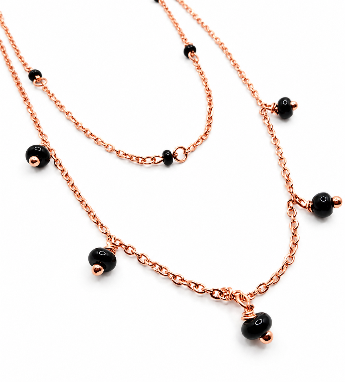 Pryora 925 Sterling Silver Layered Black Bead Mangalsutra Necklace for Women | Double Layer Minimal Jewelry | Handcrafted Jewelry | Made In India