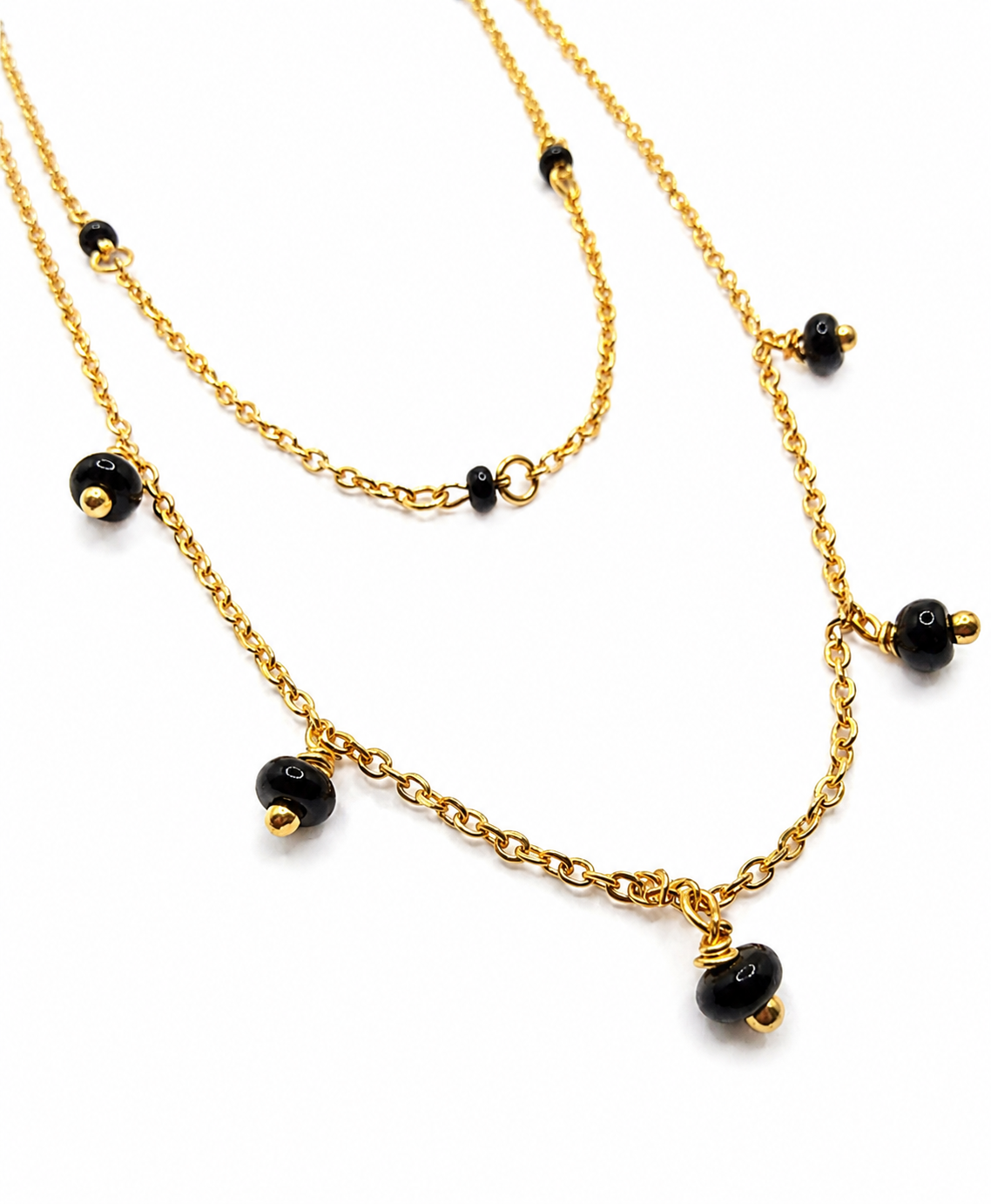 Pryora 925 Sterling Silver Layered Black Bead Mangalsutra Necklace for Women | Double Layer Minimal Jewelry | Handcrafted Jewelry | Made In India