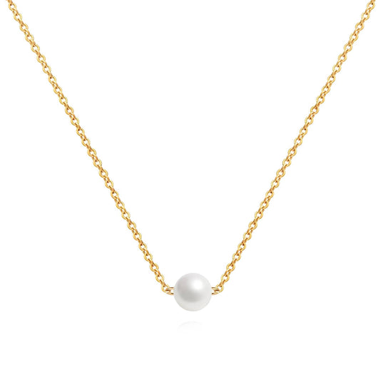 Golden Pearl Centered Chain Necklace