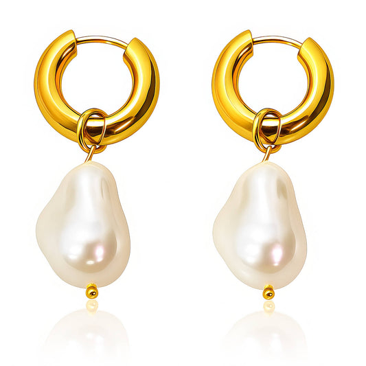 Celestial Pearl Hoop Earrings