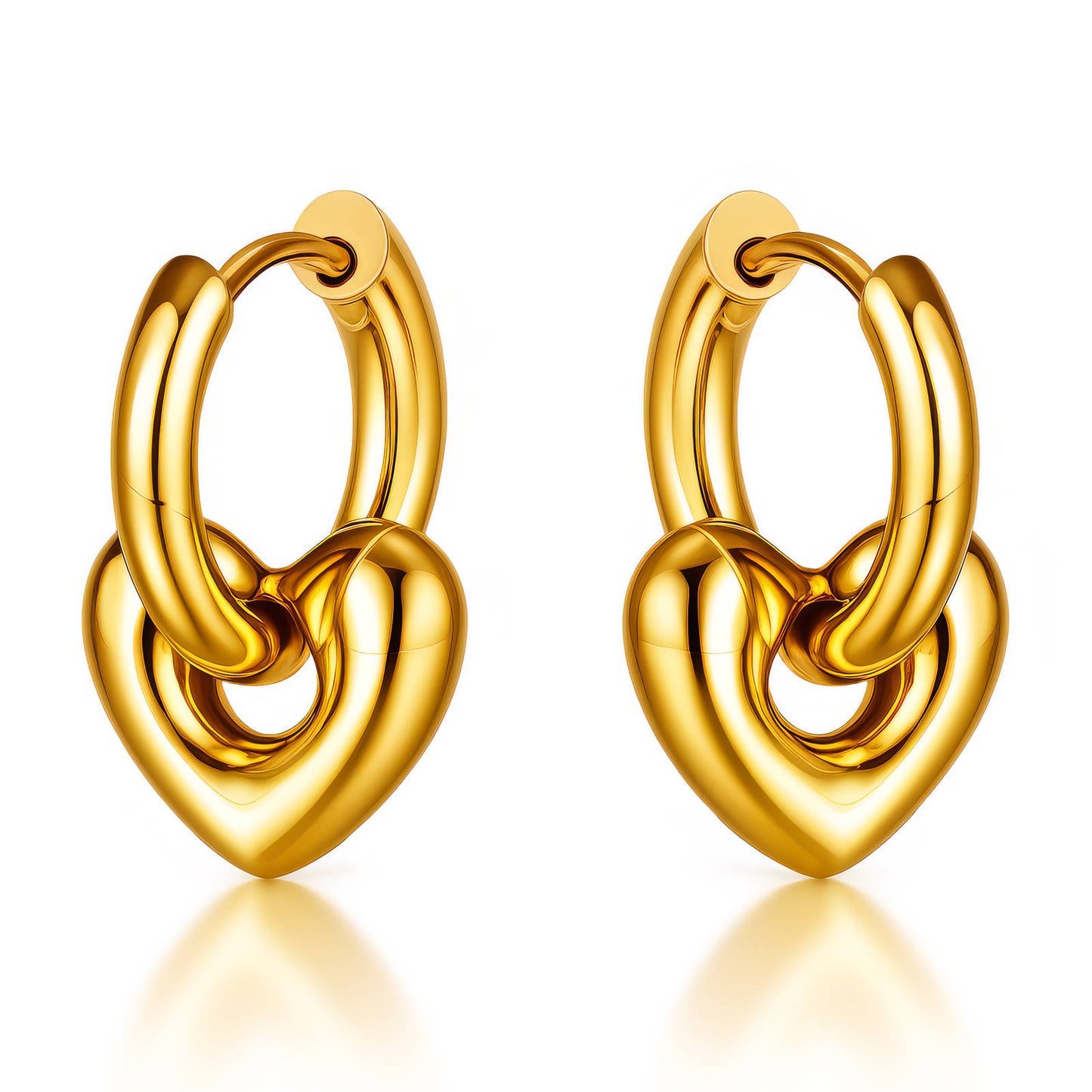 Gold Heart Hoop Earrings