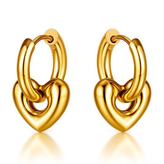 Gold Heart Hoop Earrings
