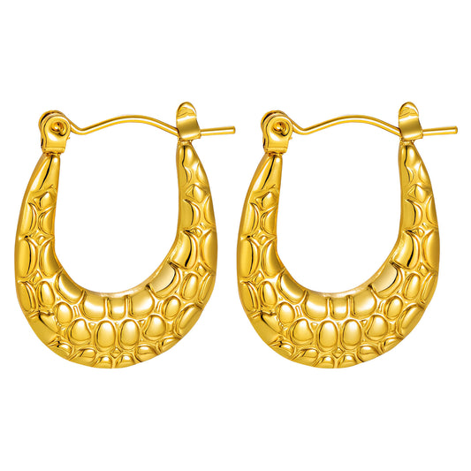 Stylish Gold-Toned Textured Hoop Earrings