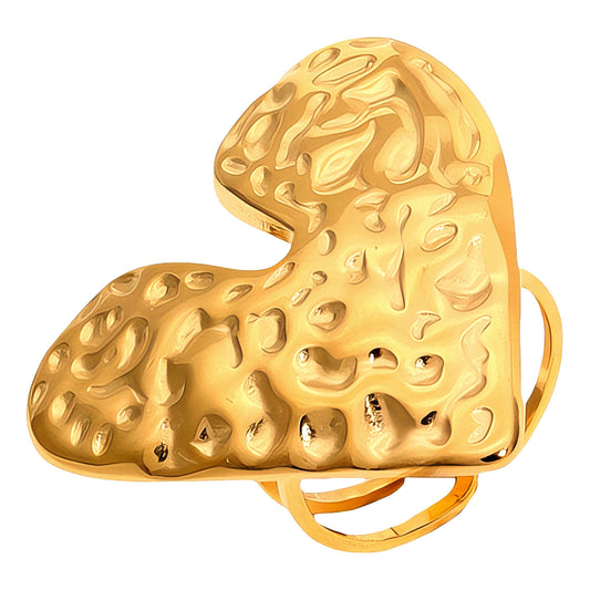 Statement Textured Heart Shape Ring