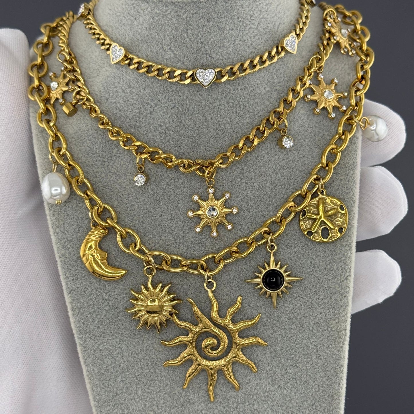 Crescent And Sun Necklace