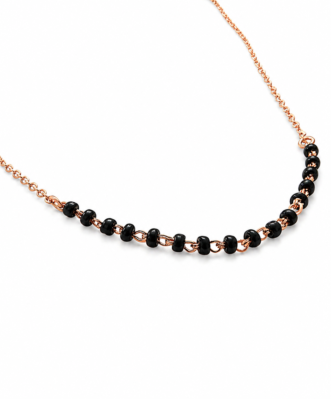 Pryora 925 Sterling Silver Single Layer Black Bead Mangalsutra Necklace for Women | Single Layer Minimal Jewelry | Handcrafted Jewelry | Made In India