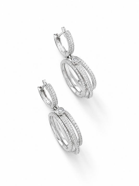 PryORA Triple-Loop Drop Earrings | 925 Sterling Silver | Made in India