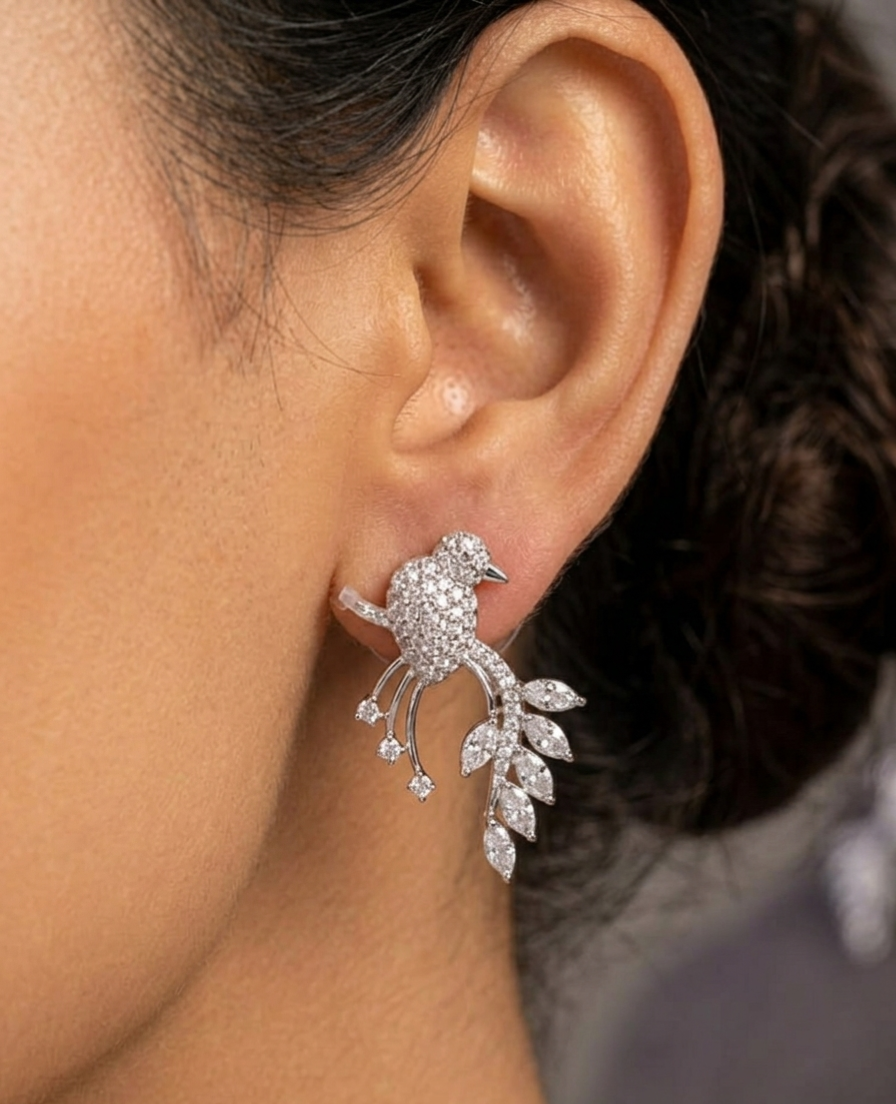 PryORA World Bird-Inspired Filigree Earrings | 925 Sterling Silver | Made in India
