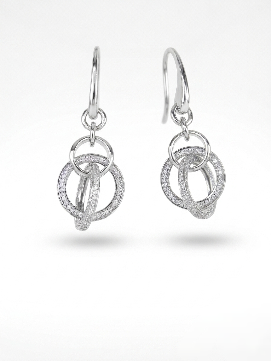 PryORA World Triple-Hoop Dangle Earrings | 925 Sterling Silver | Made in India