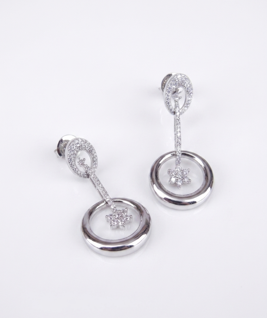 PryORA World Linear Star Drop Earrings | 925 Sterling Silver | Made in India