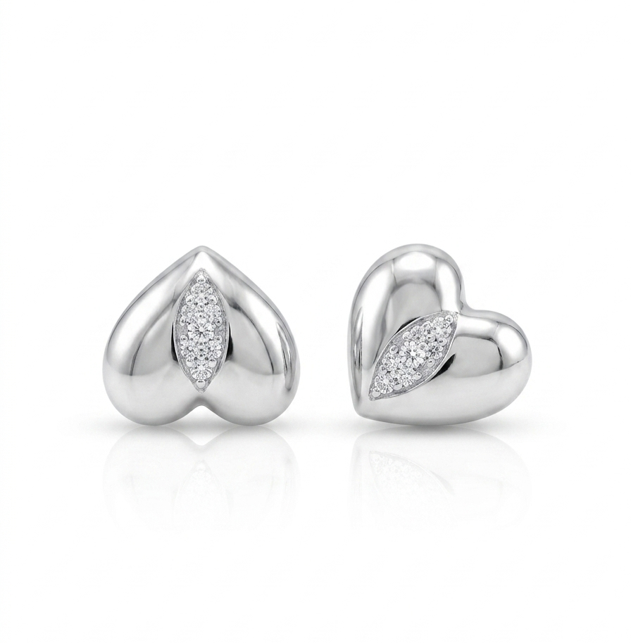 PryORA World Heart-Centric Stud Earrings | 925 Sterling Silver | Made in India