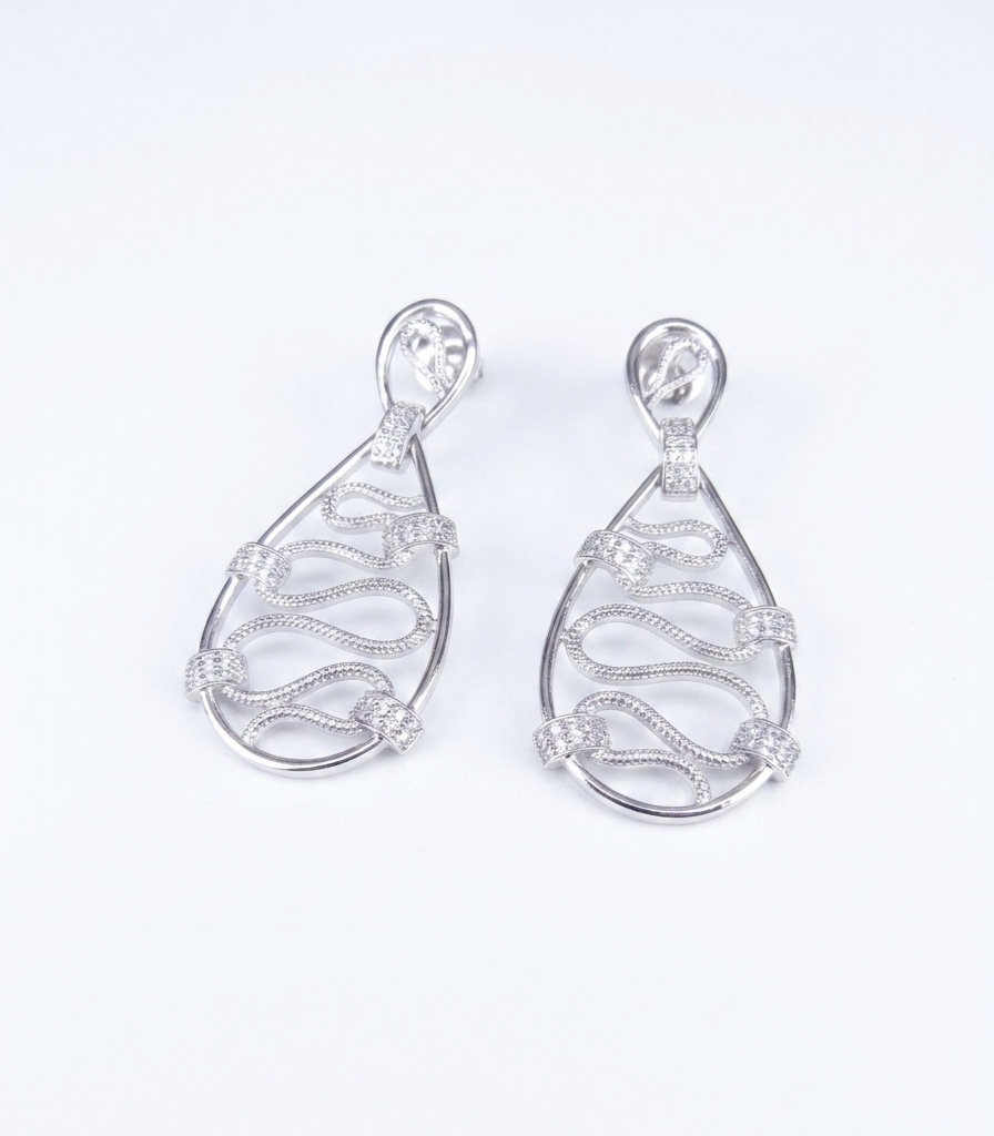PryORA World Swirling Ribbon Drop Earrings | 925 Sterling Silver | Made in India