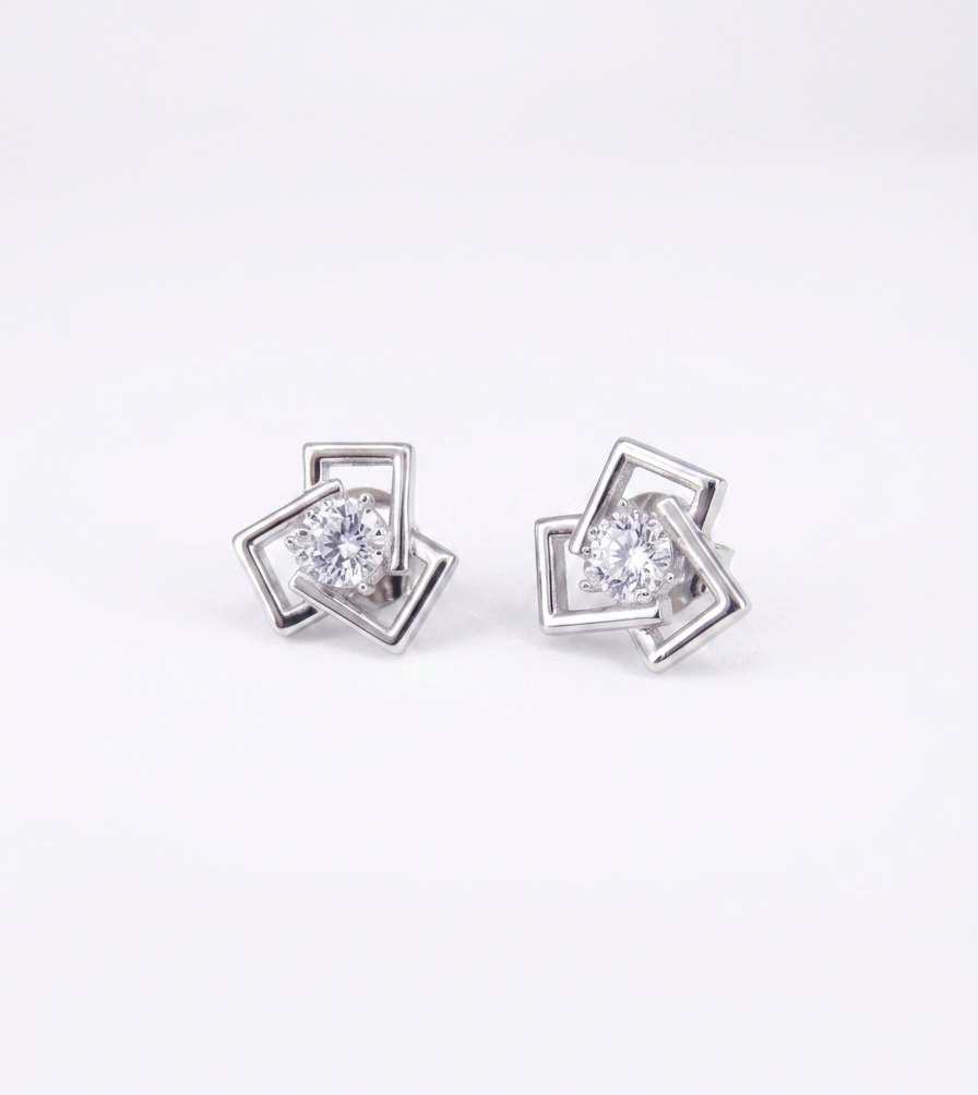 PryORA World Geometric Interlocking Studs | 925 Sterling Silver | Made in India