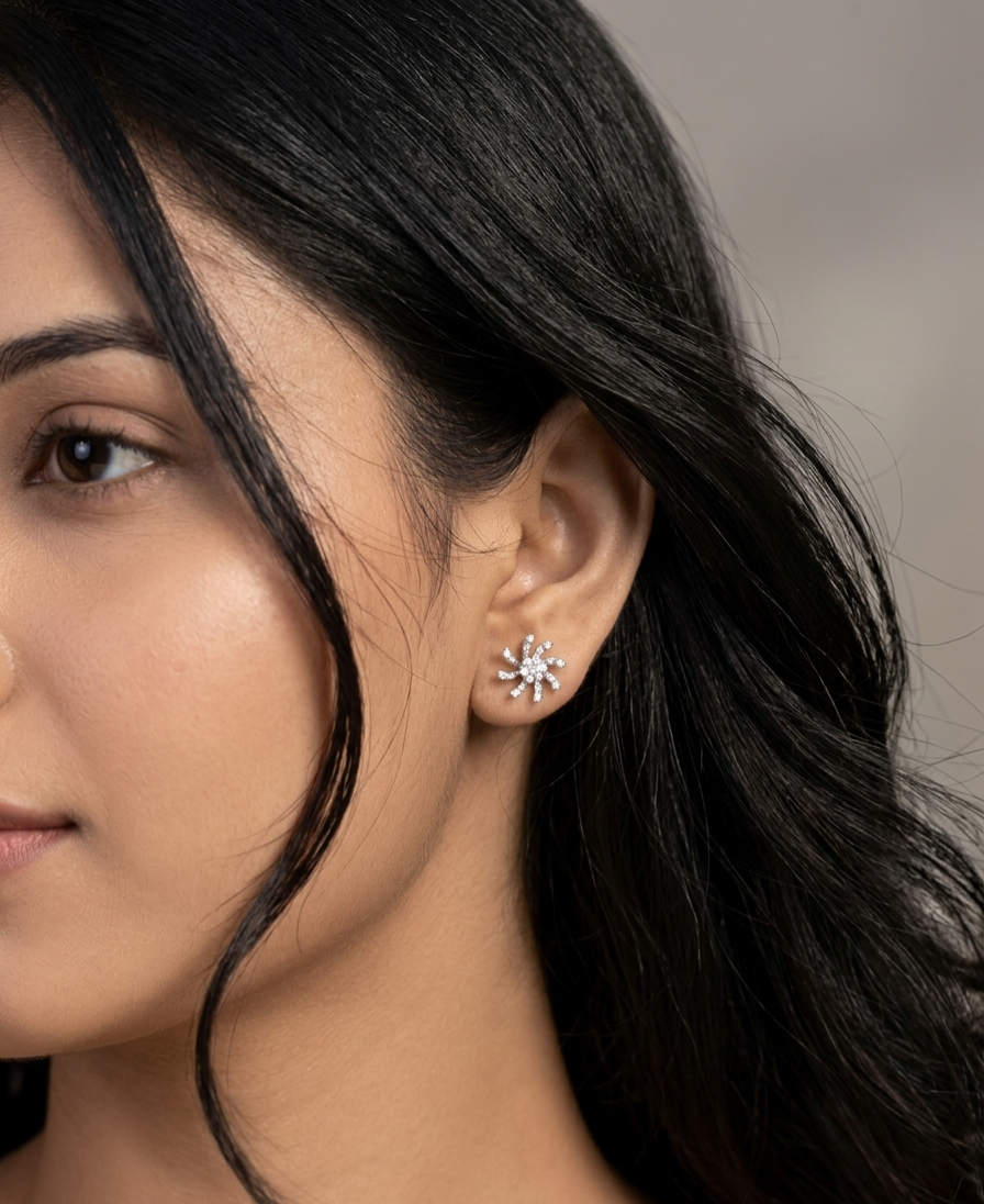 PryORA World Floral Starburst Studs | 925 Sterling Silver | Made in India