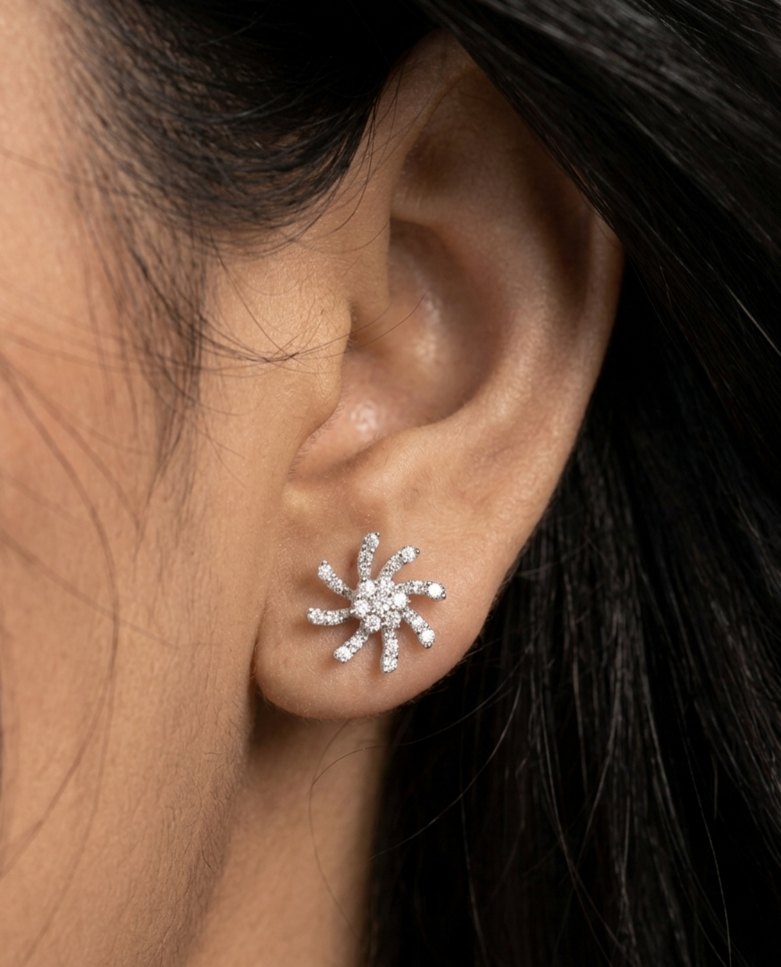 PryORA World Floral Starburst Studs | 925 Sterling Silver | Made in India