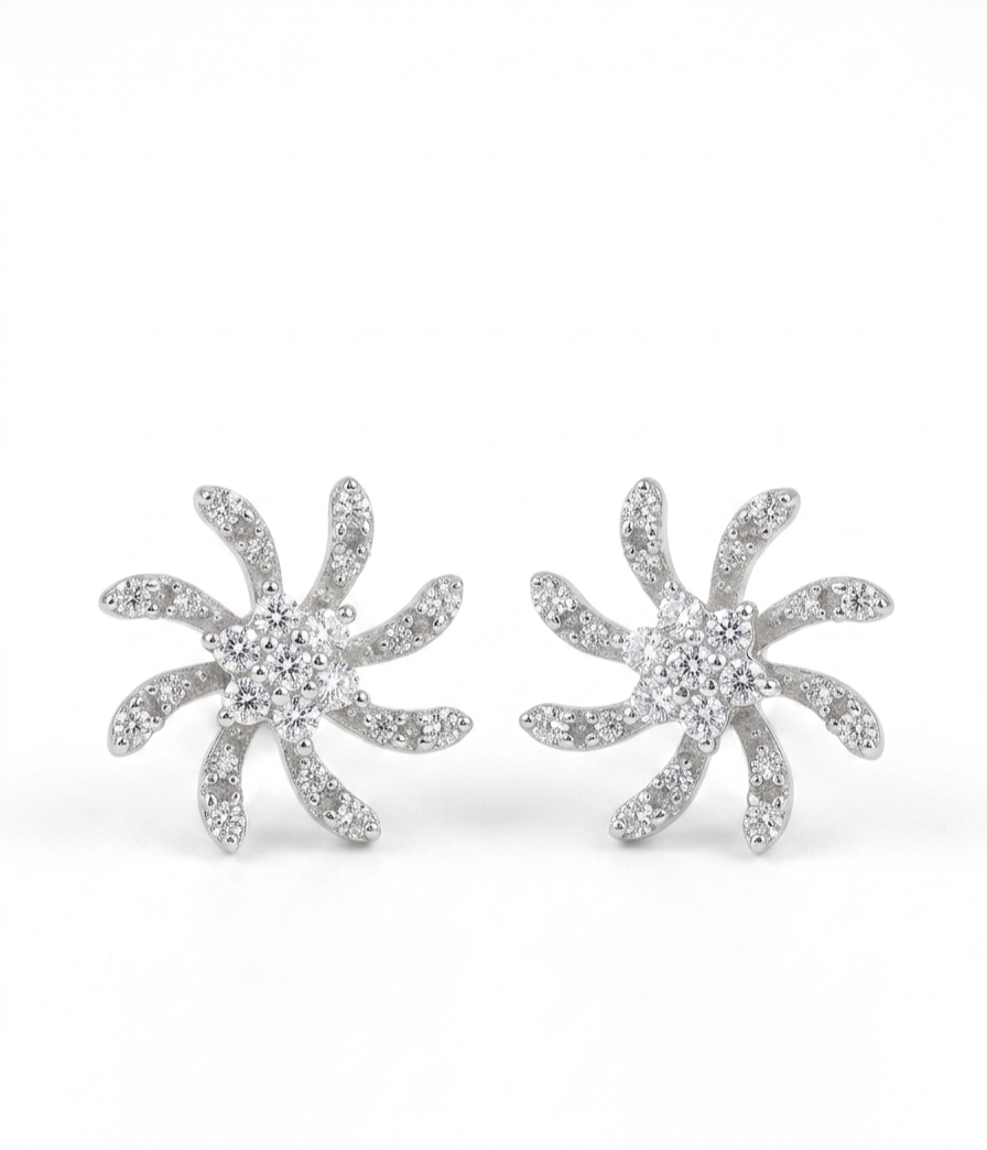 PryORA World Floral Starburst Studs | 925 Sterling Silver | Made in India