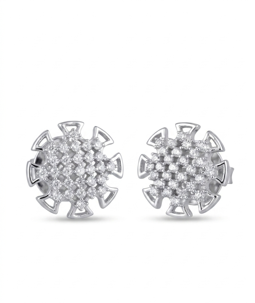 PryORA World Starburst Pattern Stud Earrings | 925 Sterling Silver | Made in India