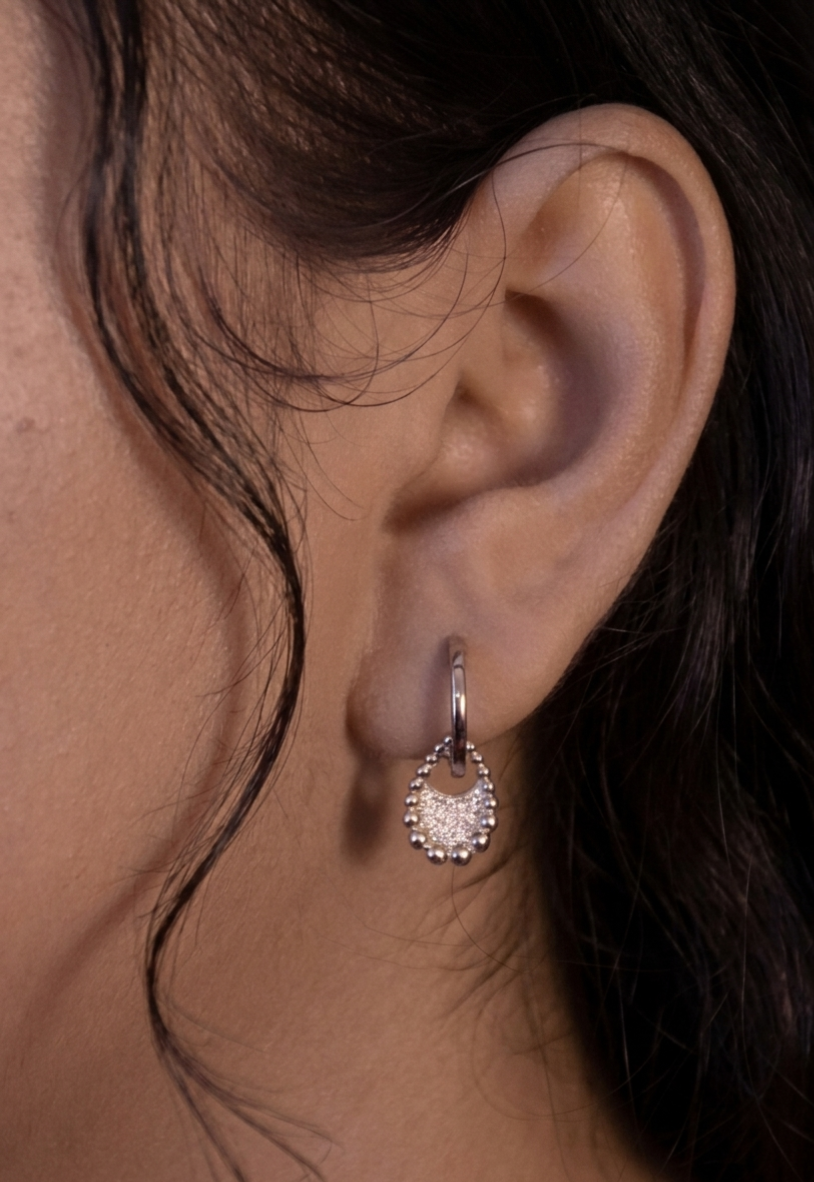 PryORA World Dangling CZ Hoop Earrings | 925 Sterling Silver | Made in India