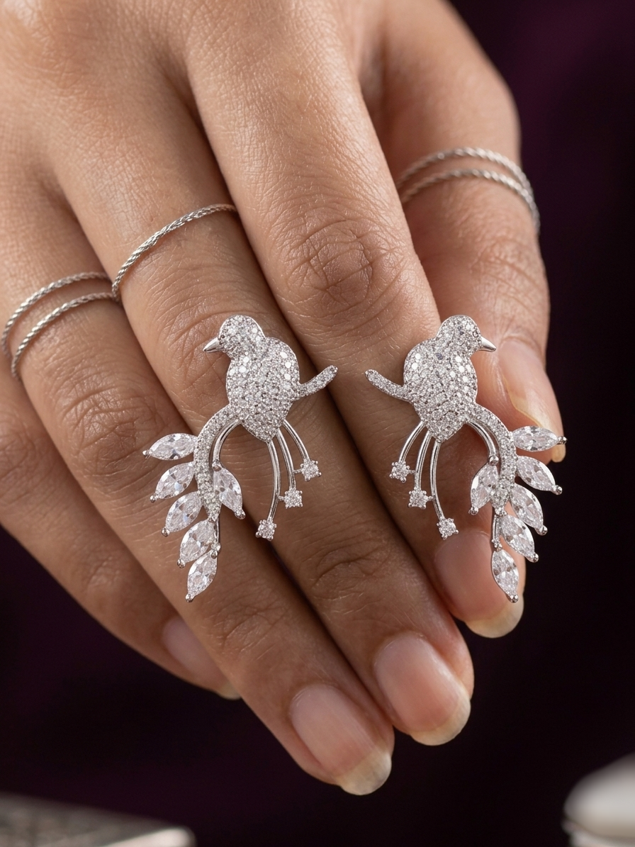 PryORA World Bird-Inspired Filigree Earrings | 925 Sterling Silver | Made in India