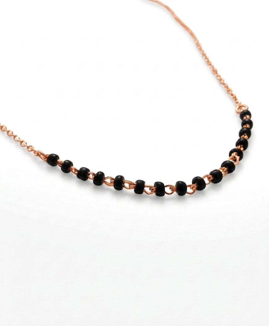 Pryora 925 Sterling Silver Single Layer Black Bead Mangalsutra Necklace for Women | Single Layer Minimal Jewelry | Handcrafted Jewelry | Made In India