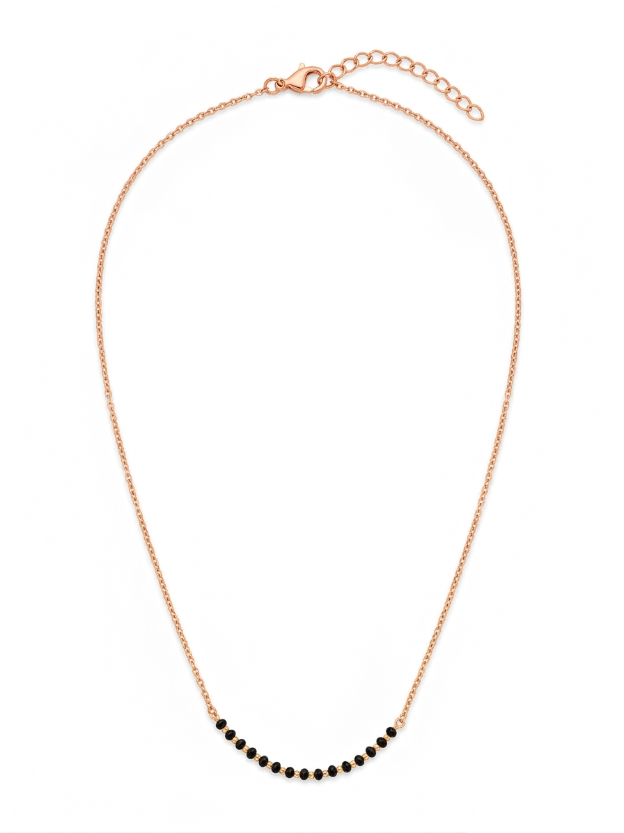 Pryora 925 Sterling Silver Single Layer Black Bead Mangalsutra Necklace for Women | Single Layer Minimal Jewelry | Handcrafted Jewelry | Made In India