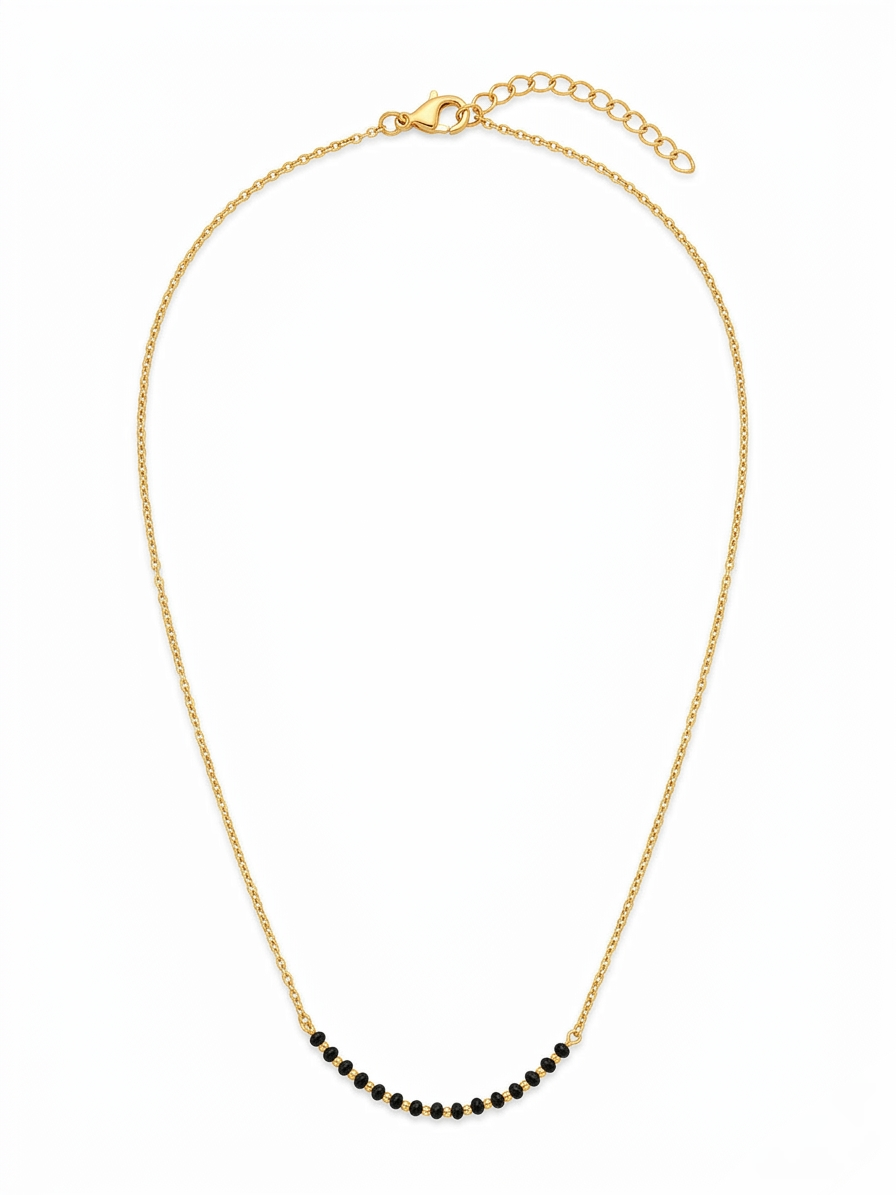 Pryora 925 Sterling Silver Single Layer Black Bead Mangalsutra Necklace for Women | Single Layer Minimal Jewelry | Handcrafted Jewelry | Made In India