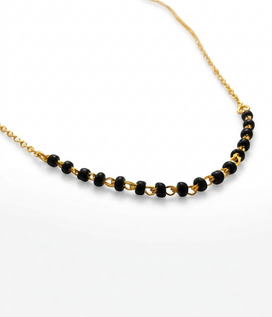 Pryora 925 Sterling Silver Single Layer Black Bead Mangalsutra Necklace for Women | Single Layer Minimal Jewelry | Handcrafted Jewelry | Made In India