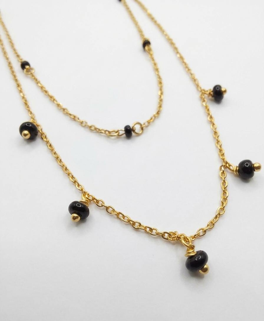 Pryora 925 Sterling Silver Layered Black Bead Mangalsutra Necklace for Women | Double Layer Minimal Jewelry | Handcrafted Jewelry | Made In India