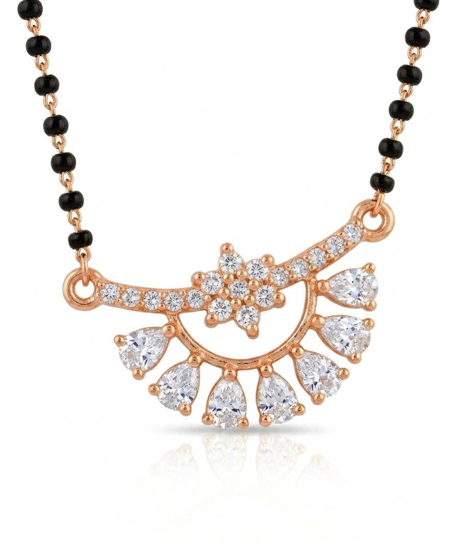 Pryora 925 Sterling Silver Floral Spark Mangalsutra for Women | Handcrafted Jewelry | Made In India