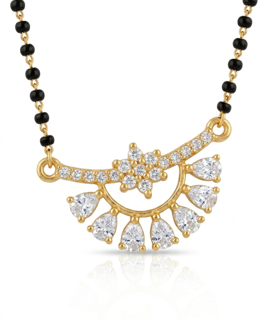 Pryora 925 Sterling Silver Floral Spark Mangalsutra for Women | Handcrafted Jewelry | Made In India