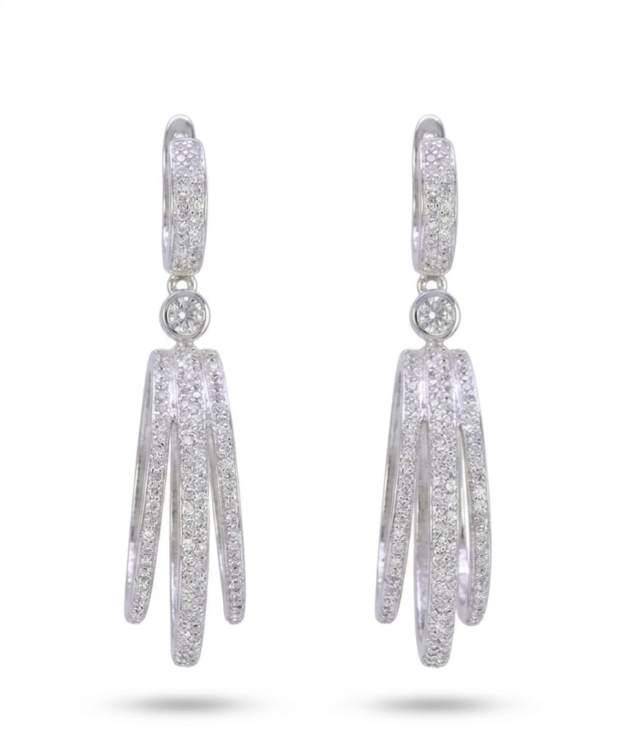 PryORA Triple-Loop Drop Earrings | 925 Sterling Silver | Made in India