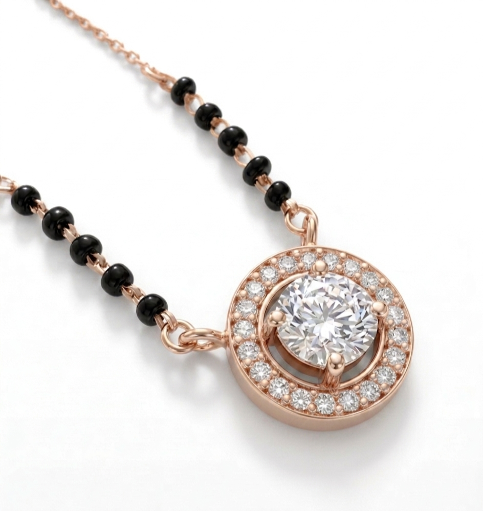 Pryora 925 Sterling Silver Minimal Solitaire Mangalsutra Necklace for Women | Delicate Black Bead Chain | Handcrafted Jewelry | Made In India